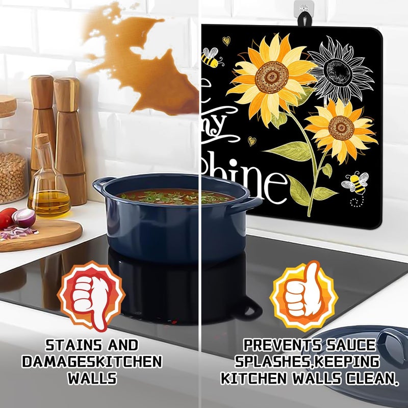 Seimip Spring Stove Top Covers for Electric Stove, You Are My Sunshine Stove Cover Sunflowers Non-Stick Kitchen Pad for Valentines Day Gift, Gas Stove Cooktop Washable Mat Keep Stove Clean Black - Image 4